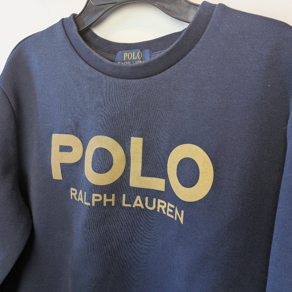 POLO RALPH LAUREN Kid Crewneck Size Large 14-16 Navy Blue Unisex - Picture 2 of 11